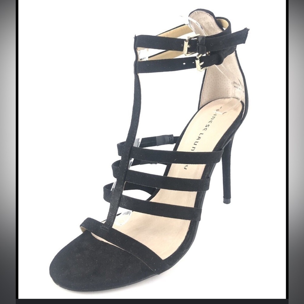 Chinese Laundry Lacey‎ Micro suede ankle strap heels strappy sandals Sz 8 1/2